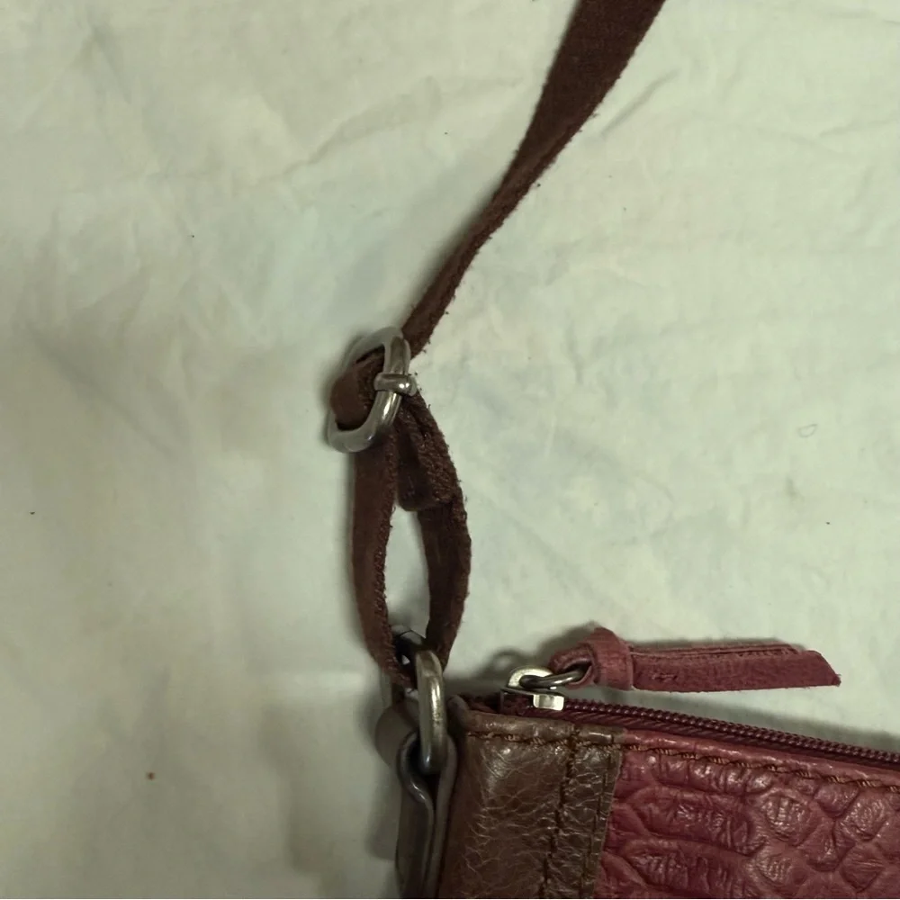 The Sak Burgundy and Brown Leather Messenger Bag